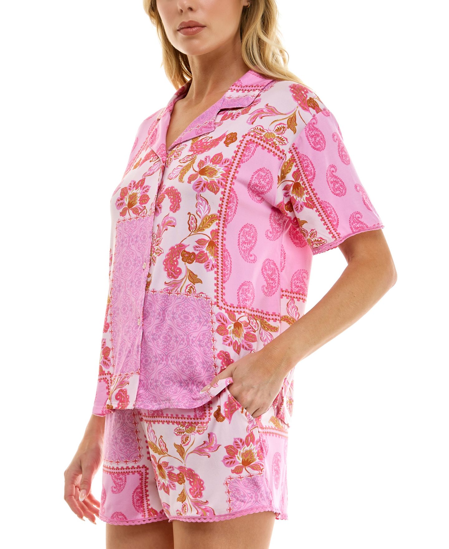 Roudelain Women's Pasha Paisley Patchwork Top & Shorts, 2-Piece Set, цвет: Светлый сиреневый — фото 8
