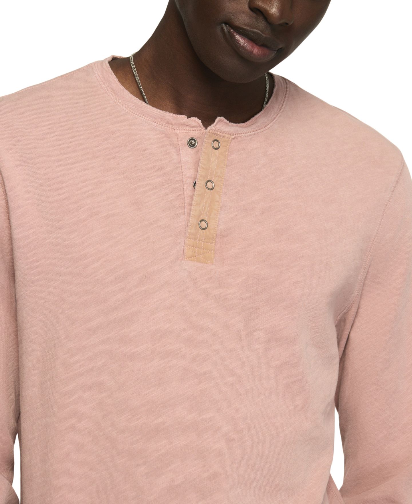 Мужская рубашка Lucky Brand Long-Sleeve Weekend Slub Henley, цвет: Розовый — фото 3