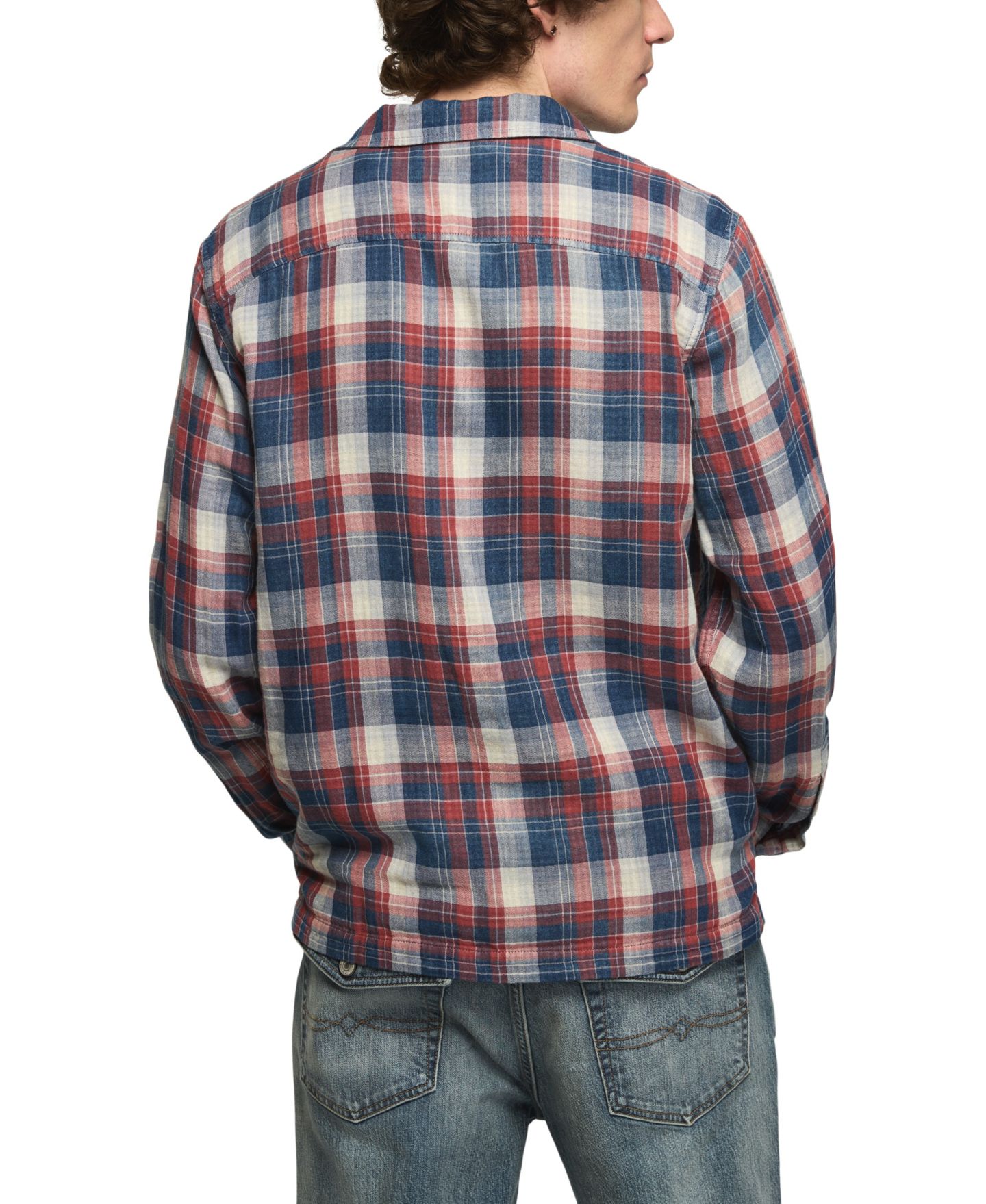 Мужская рубашка Lucky Brand Plaid Double Gauze Flannel, цвет: Красный клетчатый — фото 4