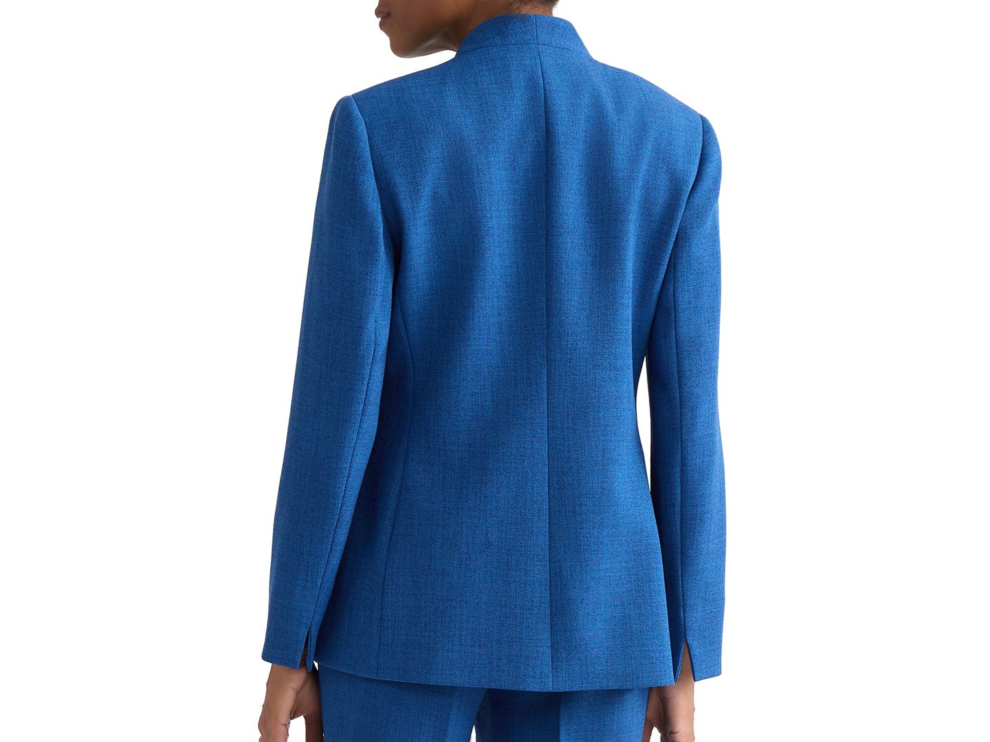 Женский пиджак Kasper Collarless One-Button Blazer, Regular & Petite, цвет: Синий ночной меланжевый — фото 8