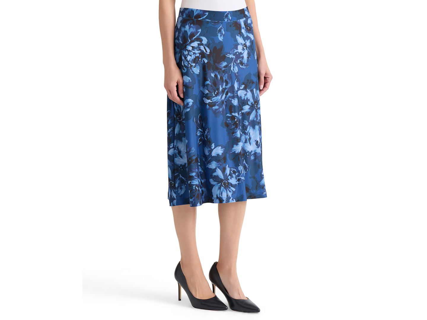 Женская юбка Kasper Printed Pull-On A-Line Midi, цвет: Синий ночной разноцветный — фото 3
