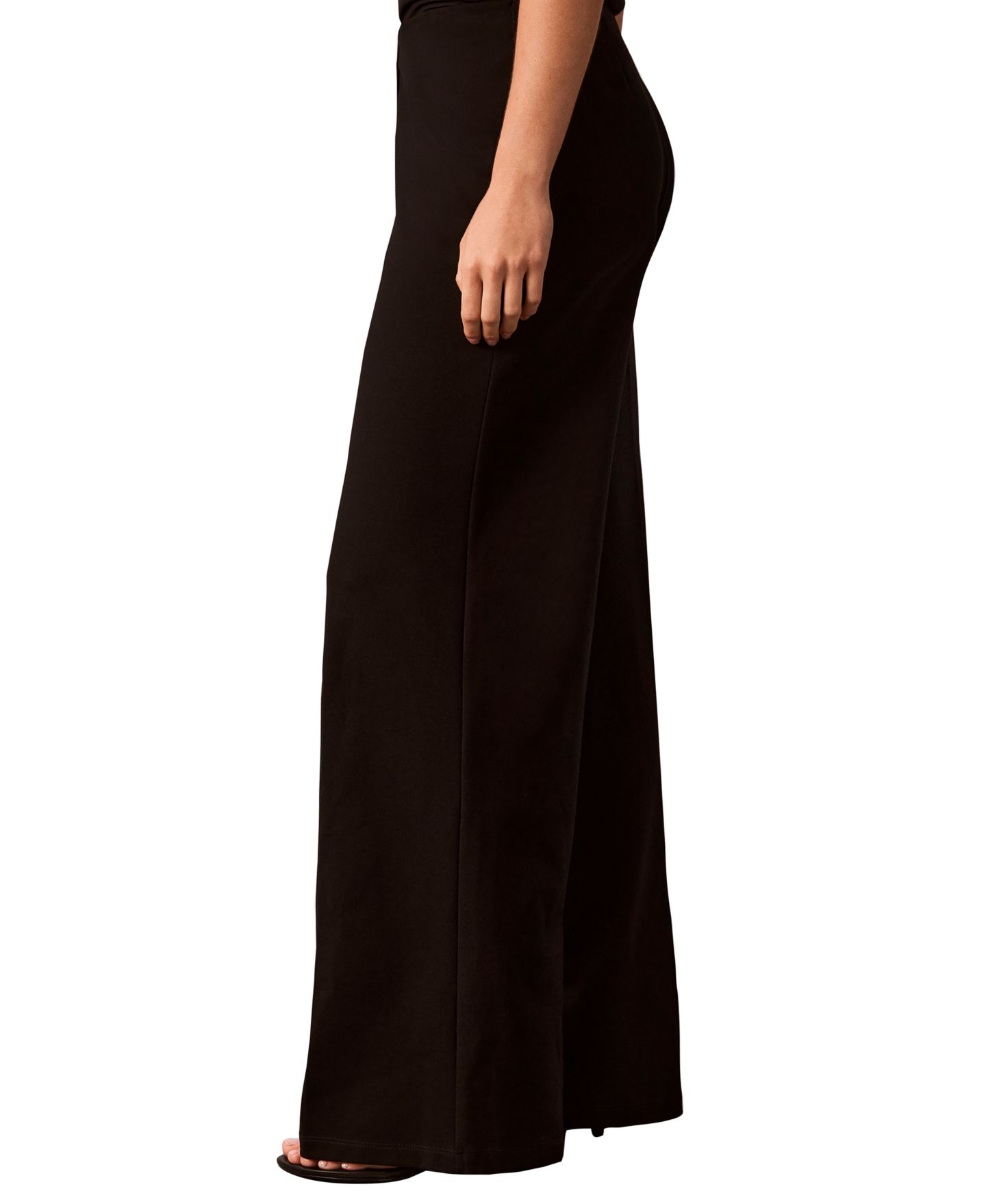 Женские брюки Calvin Klein Petite High-Waisted Pull-On Wide-Leg, цвет: Чёрный — фото 4
