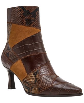 Women's Cosia Patchwork Pointed Toe Heeled Dress Booties