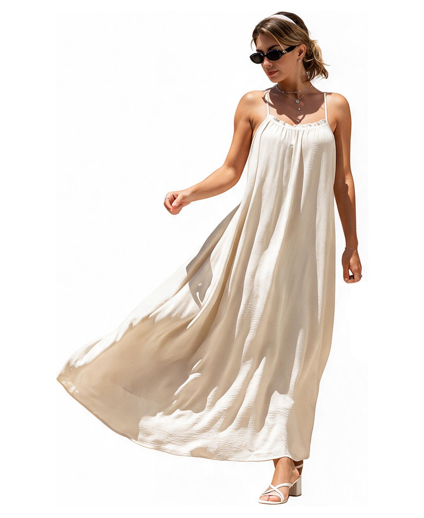 Женское платье Cupshe Boardwalk Energy Maxi Beach, цвет: Бежевый / Хаки — фото 2