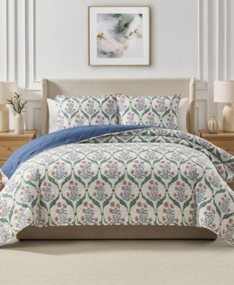 Trellis Floral Quilted 3-Piece Quilt Set, King