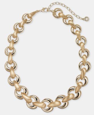 Puffy Linked Collar Necklace, 16" + 3" extender
