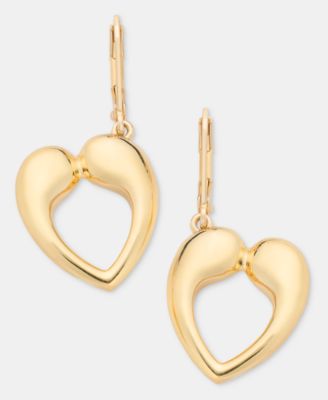 Puffy Open Heart Drop Earrings