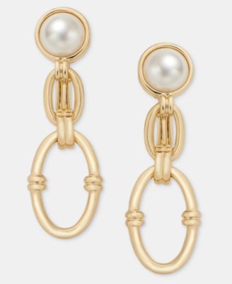 Imitation Pearl Linked Clip-On Drop Earrings 