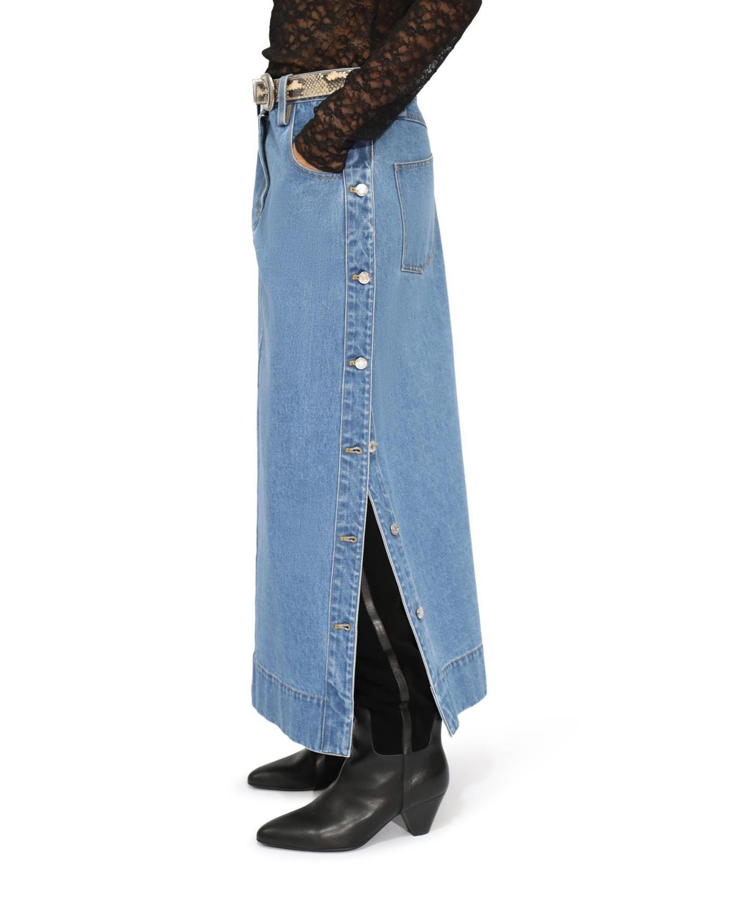 Женская юбка Belle & Bloom Edge Line Denim Maxi Skirt with Side Buttons — фото 3