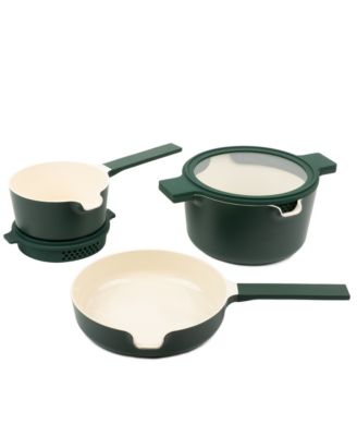 Neat 5-Piece Aluminum Ceramic Nonstick Nesting Cookware Set - Induction Compatible, Oven-Safe 400degree(s)F