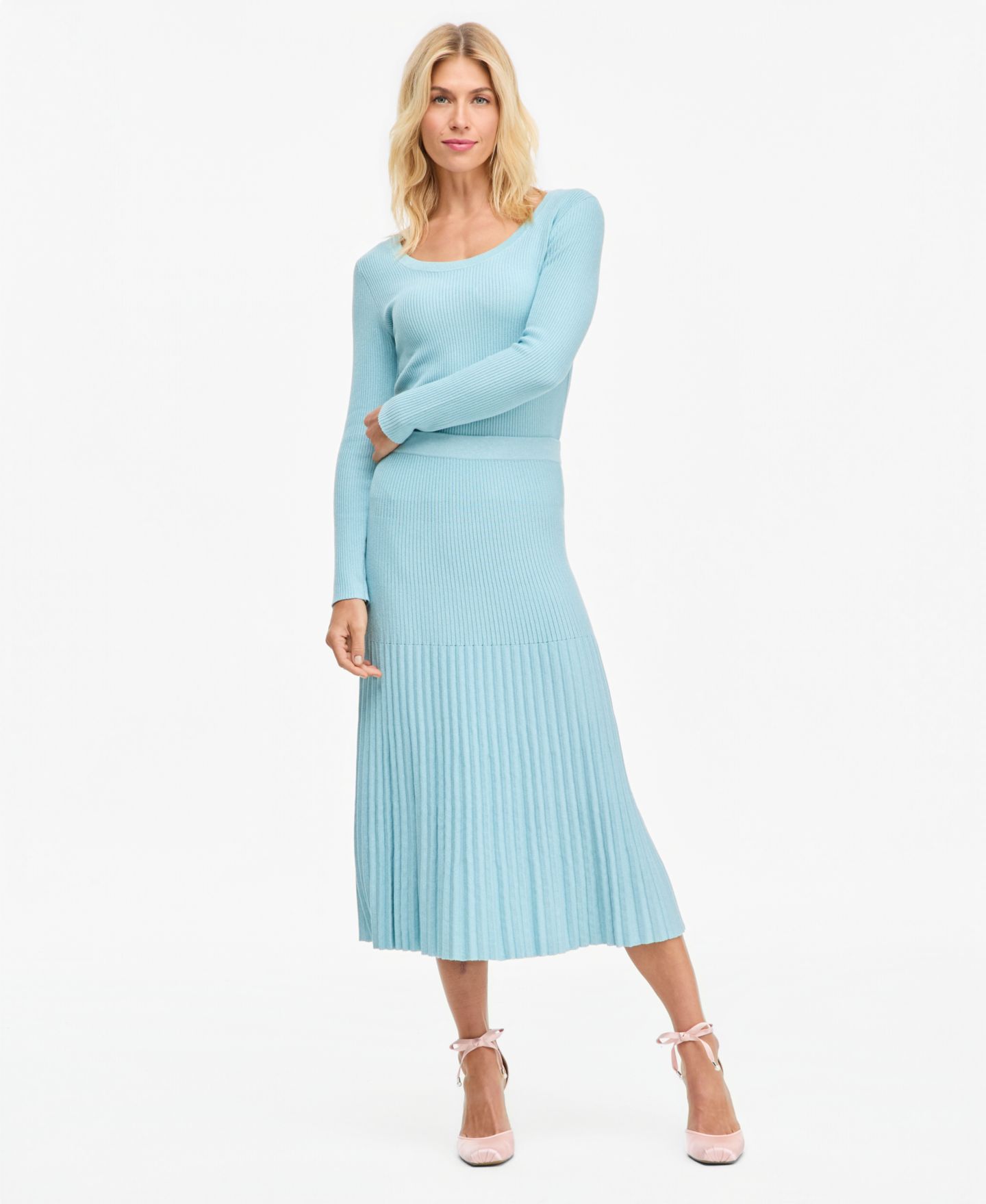 Женская юбка I.N.C. International Concepts Pleated Rib Midi Sweater Skirt, цвет: Pacific Pa — фото 3