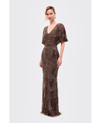 brown sequin dress maxi Galaxy | Turtle-Neck Long-Sleeve festive parties Promotion_Instock Zara | Dresses | Color:Dark Olive