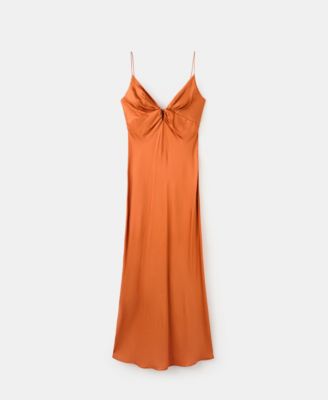 Women's Gathered V-Neckline Satin Dress