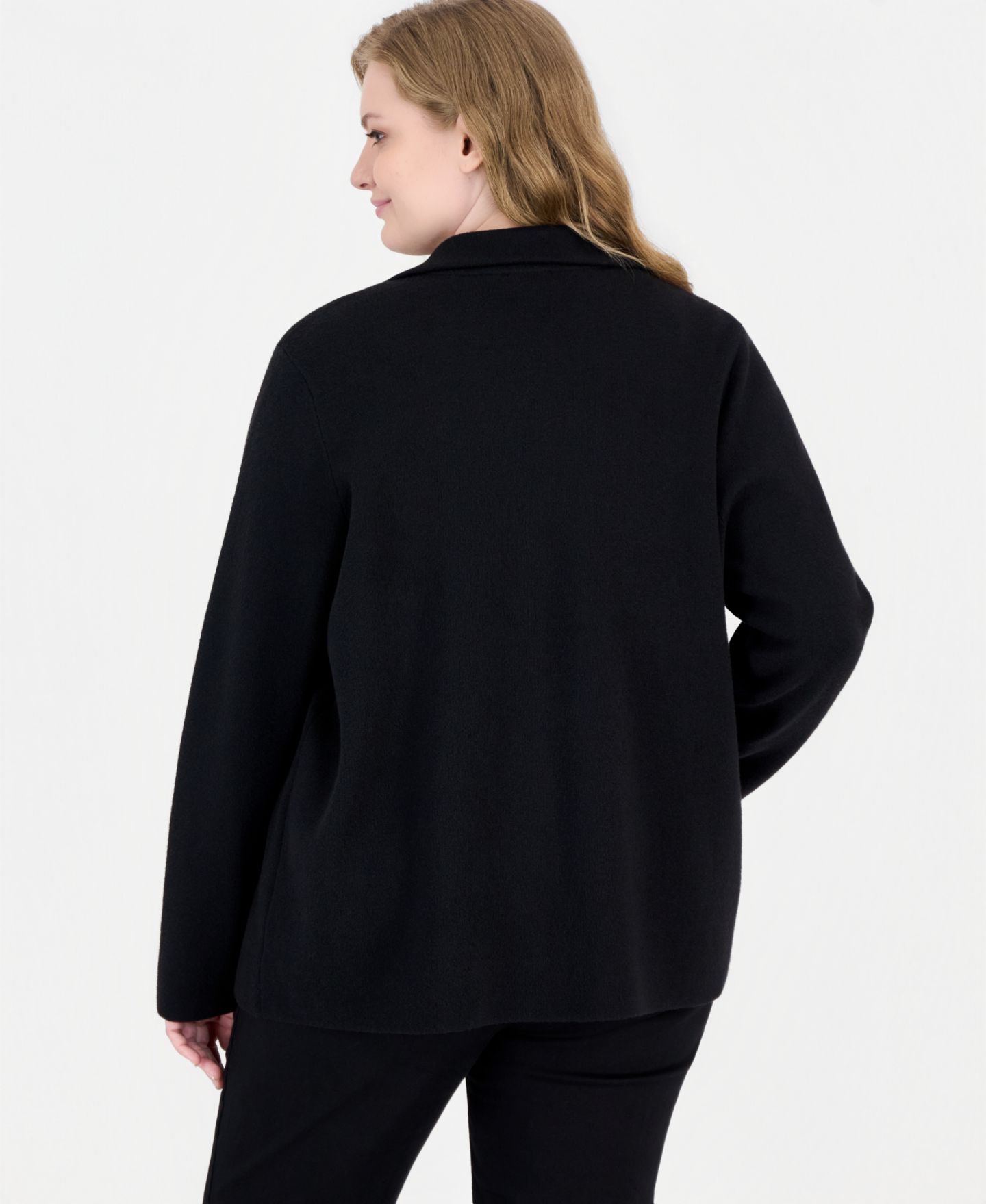 Женская куртка Jones New York Plus Size Notch-Collar Band, цвет: Чёрный — фото 3