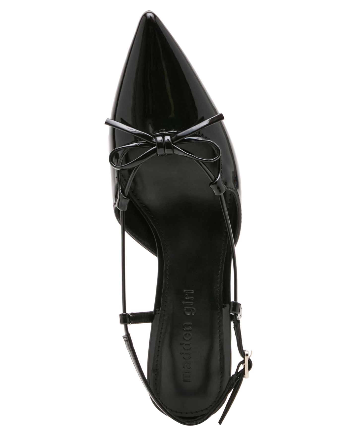 Женские туфли Madden Girl Kaia Slingback Bow Kitten Heel Pumps, цвет: Чёрный лаковый — фото 4
