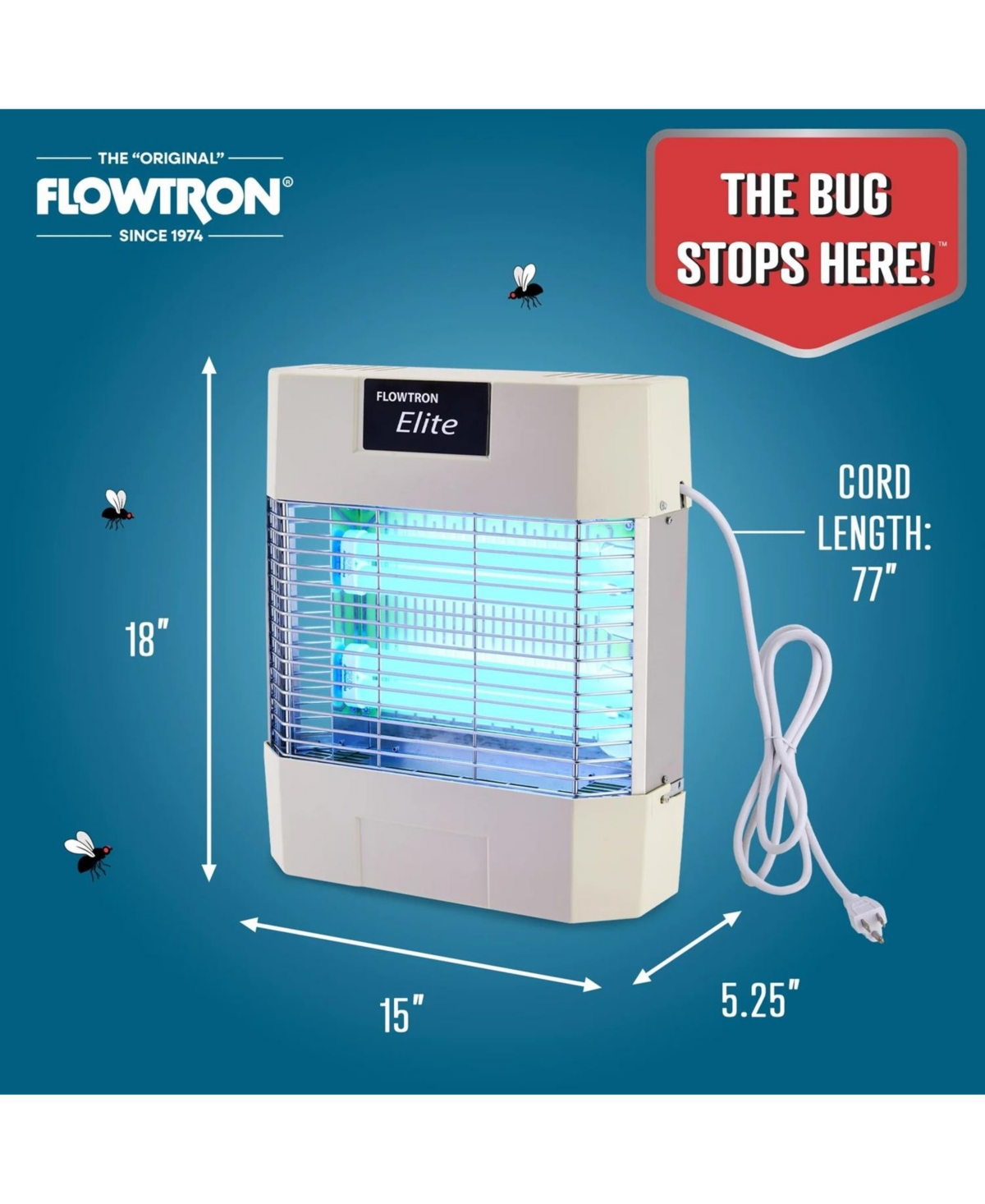 Flowtron Indoor Bug Zapper, Electric Fly Killer, 80W Uv Light, Sticky Trap, 1200 Sq Ft, Ul Certified