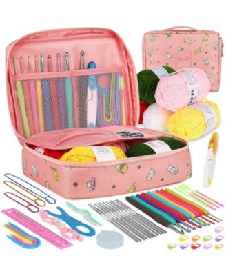 Crochet Starter Kit for Beginners - 59-Piece Set with Yarn, Ergonomic Hooks and Lace Needles