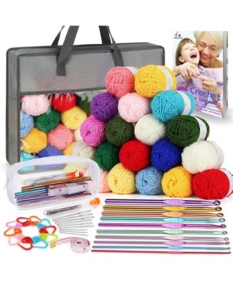 Crochet Yarn Kit - 1093 Yards Acrylic Yarn for Knitting, Full Crochet Kit for Beginners with Aluminum Crochet Hooks, Instruction Book