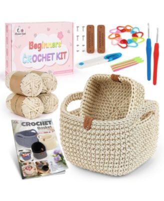 27Pieces Crochet Basket Kit - Complete Knitting Starter Set with Instructions for Adults
