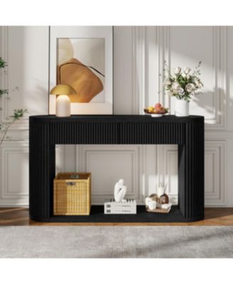 Entryway Table with Storage with 2 Drawers, Fluted Entryway Tables, Mid-Century Modern Foyer Table, for Entryway, Hallway, Living Room