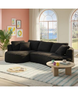 Modern Curved L-Shape Luxury Sectional Sofa, Comfy Sleeper Couch,No Assembly Required