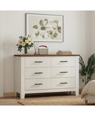 6 Drawer Dresser for Bedroom 47 Inch Wide Chest of Drawers with Large Capacity Storage Organizer for Living Room Sturdy Thick
