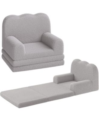 Kids Couch, 2-in-1 Comfy Toddler Couch Fold Out, Convertible Sofa to Lounger Foam Kids Chair with Soft Sherpa