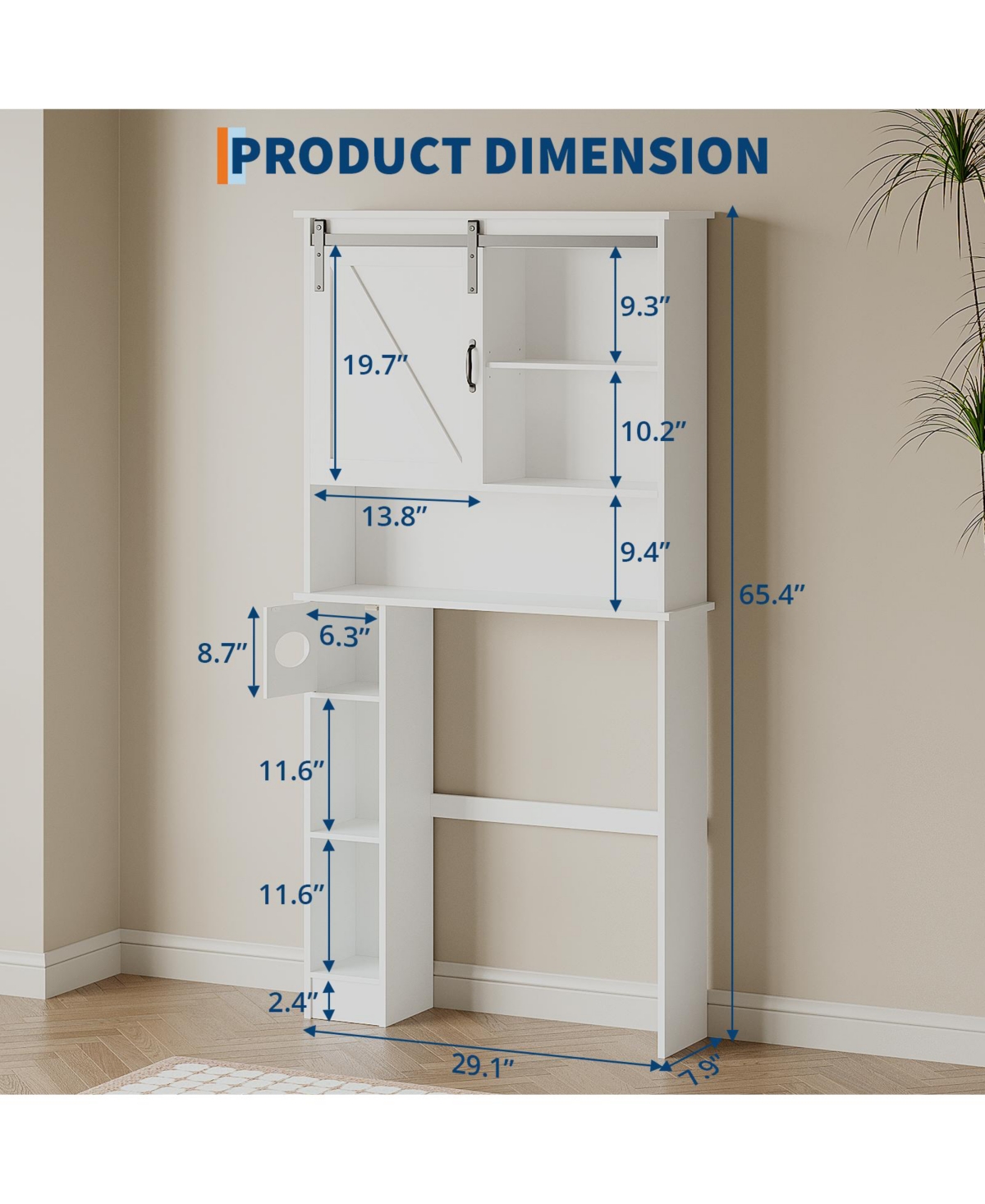 gaomon Freestanding Farmhouse Over the Toilet Storage Cabinet, Space Saving Bathroom Organizer with Double Doors