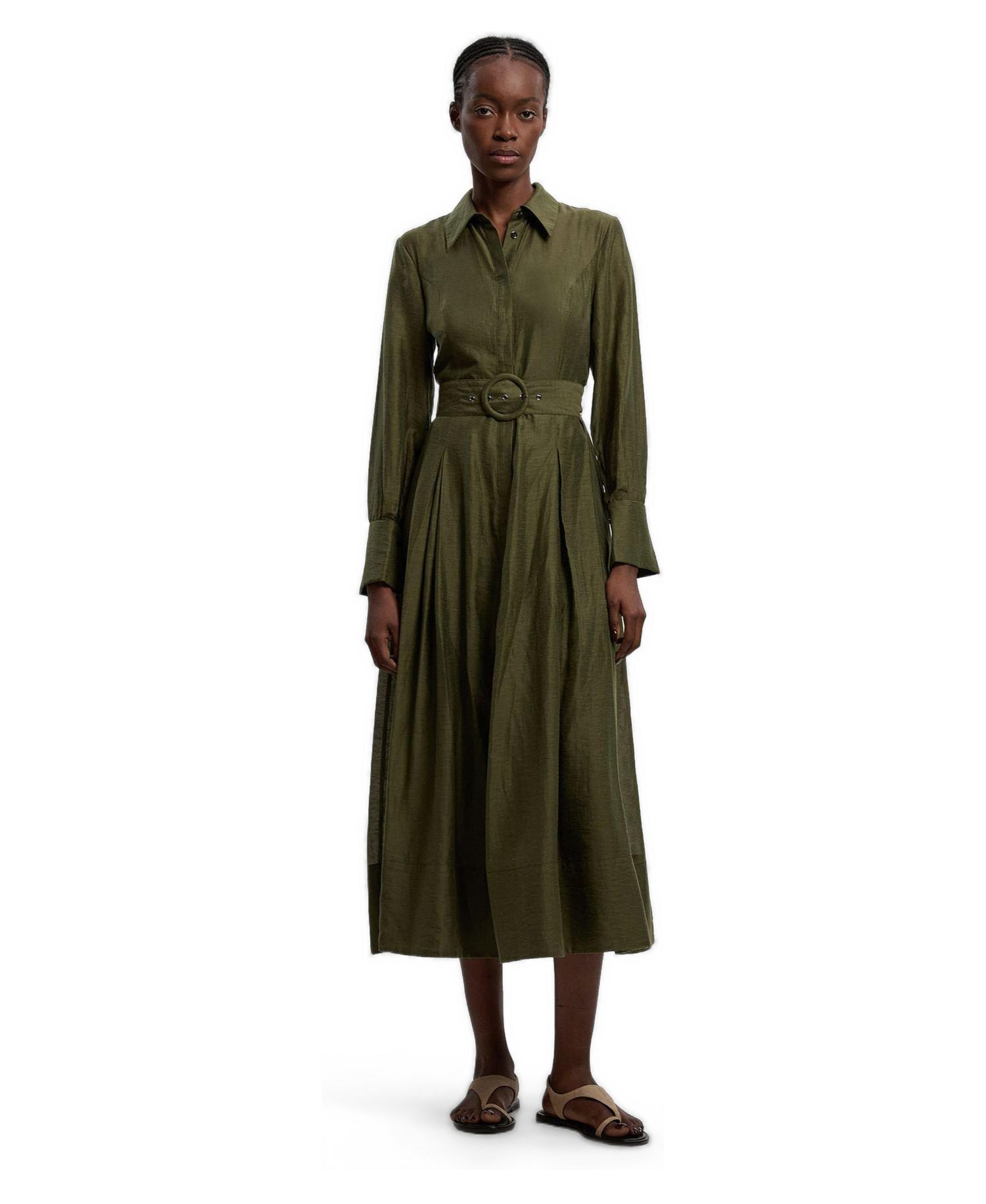 Women's Organdie Midi Shirt Dress