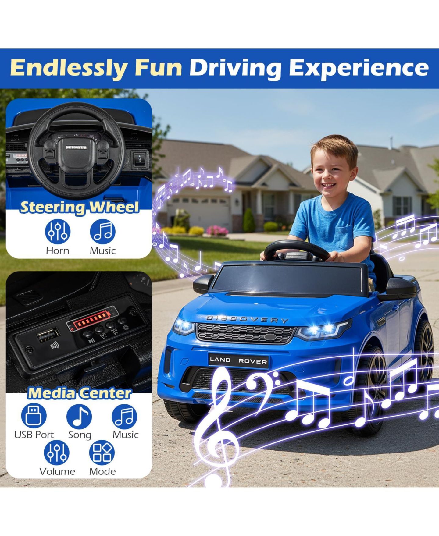 Детская игрушка Mecale Licensed Land Rover Dual Control Battery-Powered Ride-On Car, Ages 3-7, цвет: Синий — фото 6