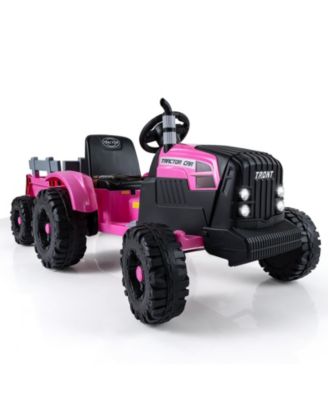 24V Kids Ride-On Tractor with Trailer and Remote Control, Age 3-8