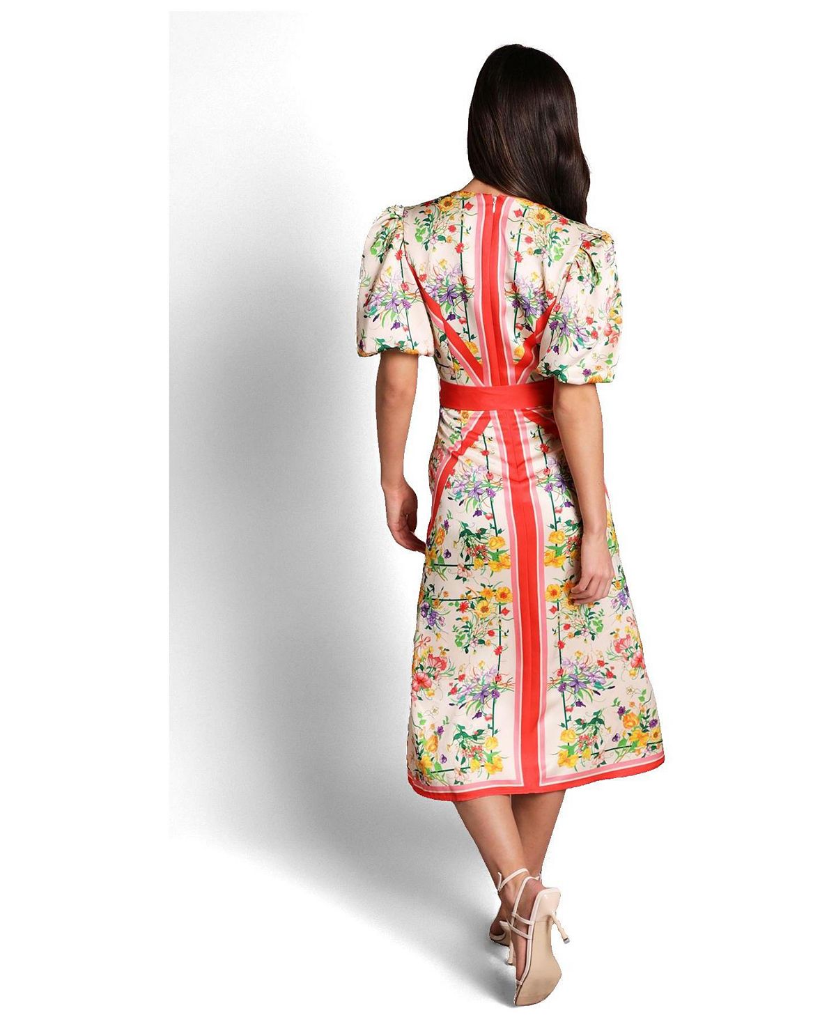 Coast Women's Satin Scarf Print V-Neck Midi Dress view 3 — MAYCSS fashion products