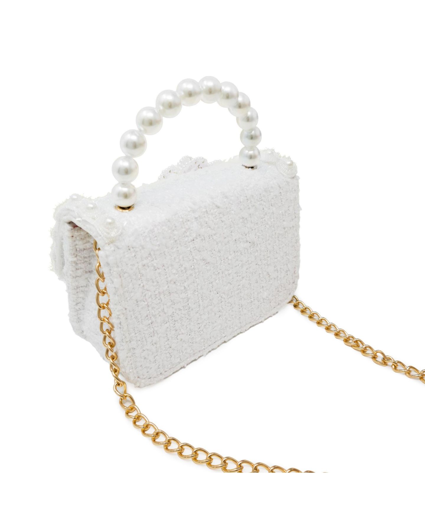 Сумка Puttisu Royal Camellia Tweed Handbag для девочек, цвет: Слоновая кость жемчужный — фото 5