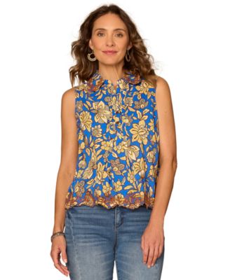 Petite Embroidered Sleeveless Top