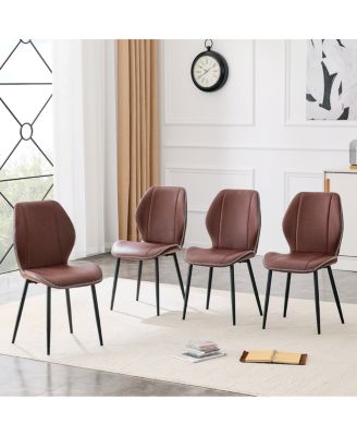  4-Pack Luxury PU Leather Dining Chairs with Adjustable Metal Legs