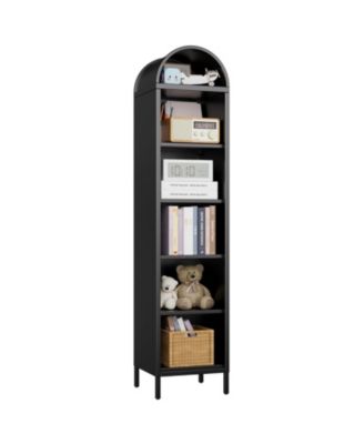 73'' Narrow Arched Bookshelf, 6-Tier Metal Arch Display Organizer with Adjustable Shelves for Living Room