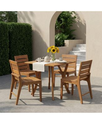 5-Piece Outdoor Dining Set, Acacia Wood Patio Bistro Set for Small Spaces