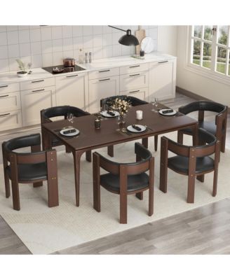 Set of 6 Modern Upholstered Dining Chairs with Wood Frames and Ergonomic Curved Backrests for Kitchen, Dining and Living Spaces