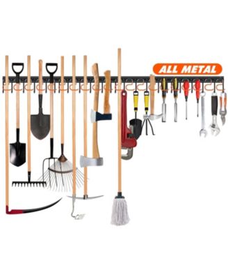 Metal Garden Tool Organizer Wall Mount Heavy Duty Hooks Shed Storage Rack