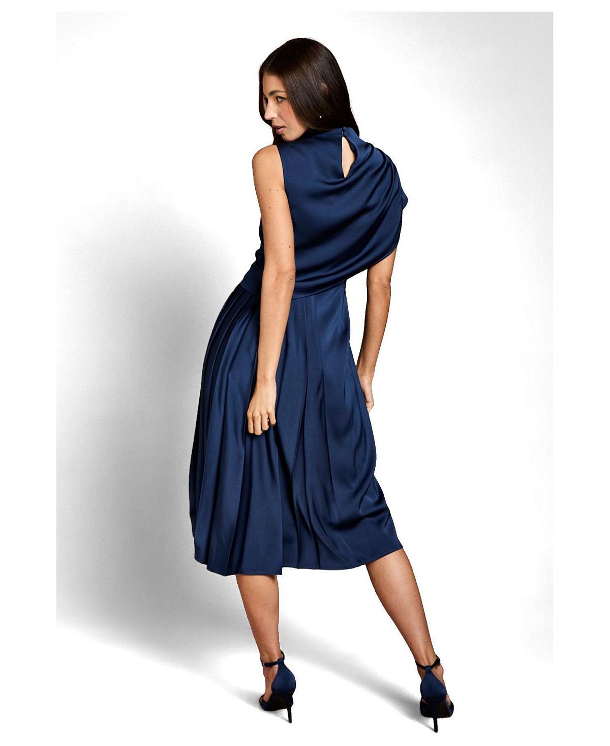 Coast Women's Satin Pleated Midi Dress view 2 — MAYCSS fashion products