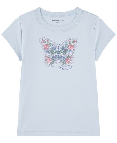 Футболка abercrombie kids Butterfly Raglan Short-Sleeve T-Shirt для девочек, цвет: Синий