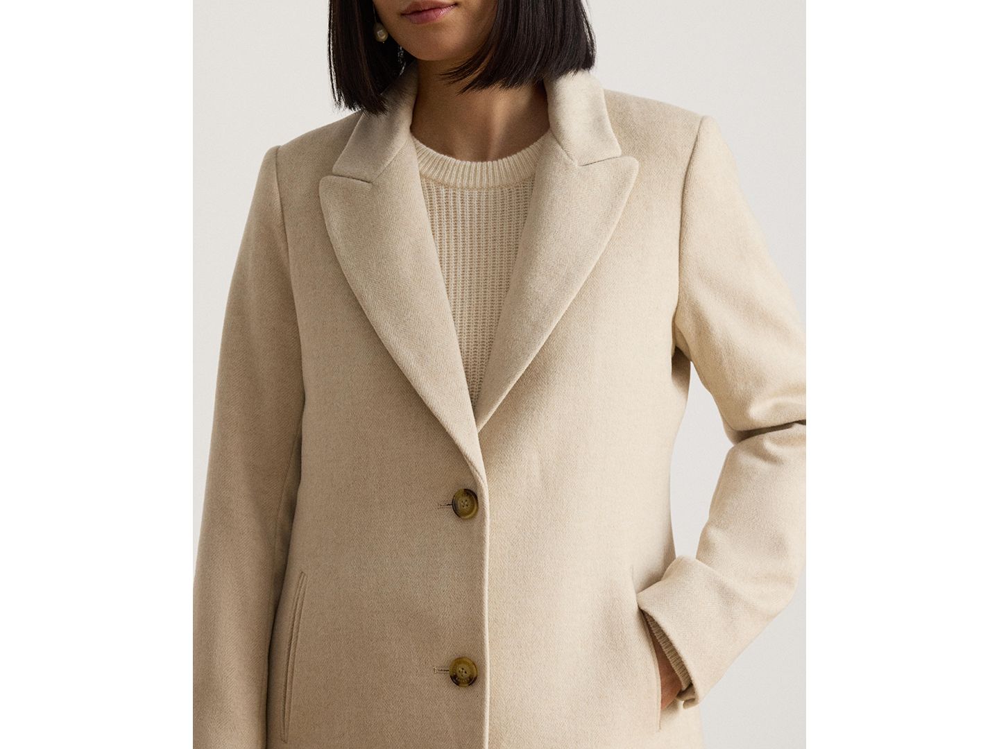 Женское пальто Lauren Ralph Lauren Wool Walker, цвет: Кремовый бежевый — фото 3
