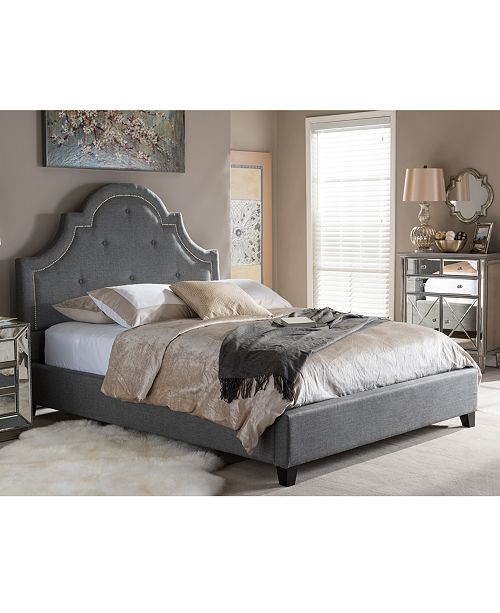 Furniture Banberg Linen Queen Modern Platform Bed, Quick Ship Furniture Macy's