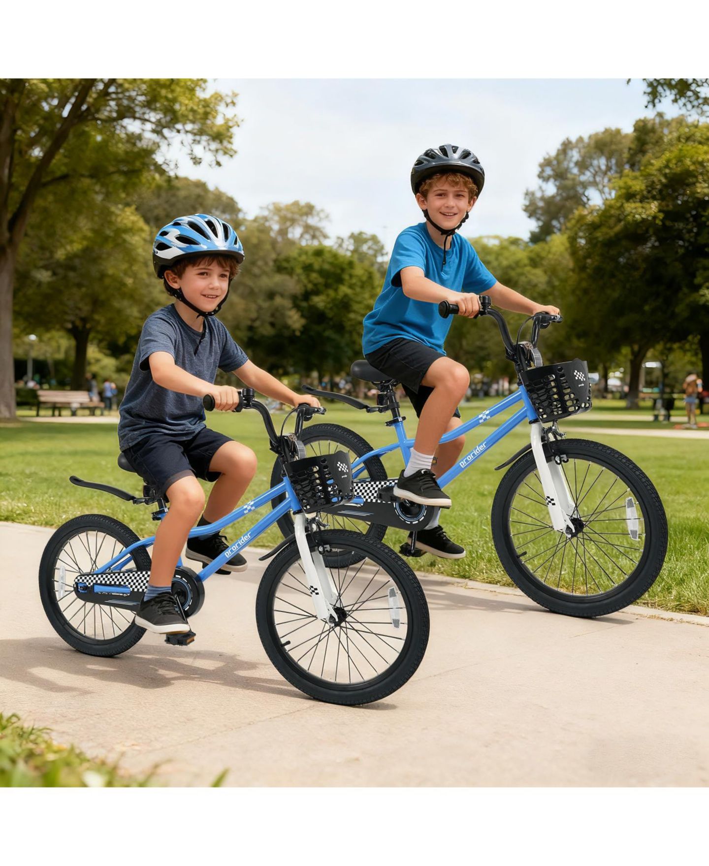 Детская игрушка Mecale 20 Inch Adjustable Kids Bike with Coaster Brake and Storage Basket, Ages 8+, цвет: Синий — фото 9