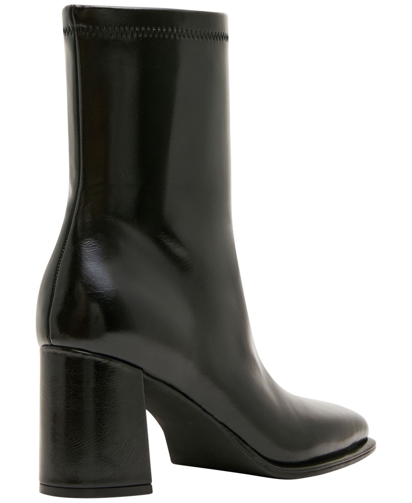Женские носки Madden Girl Morning Block Heel Square Toe Sock Booties, цвет: Чёрный лаковый — фото 6