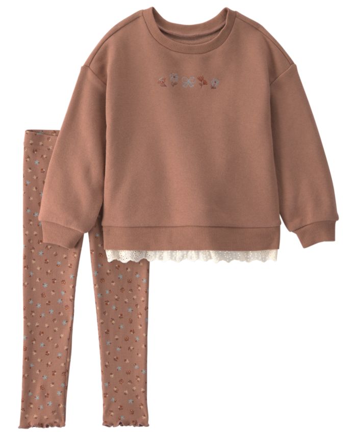 Carters Toddler Girls 2t 5t Floral Fleece Sweatshirt Leggings 2 Piece Set