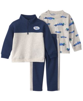 Toddler Boys' 2T-5T Color-Block Fleece Long-Sleeve Top, Sweatshirt and Pants, 3-Piece Set