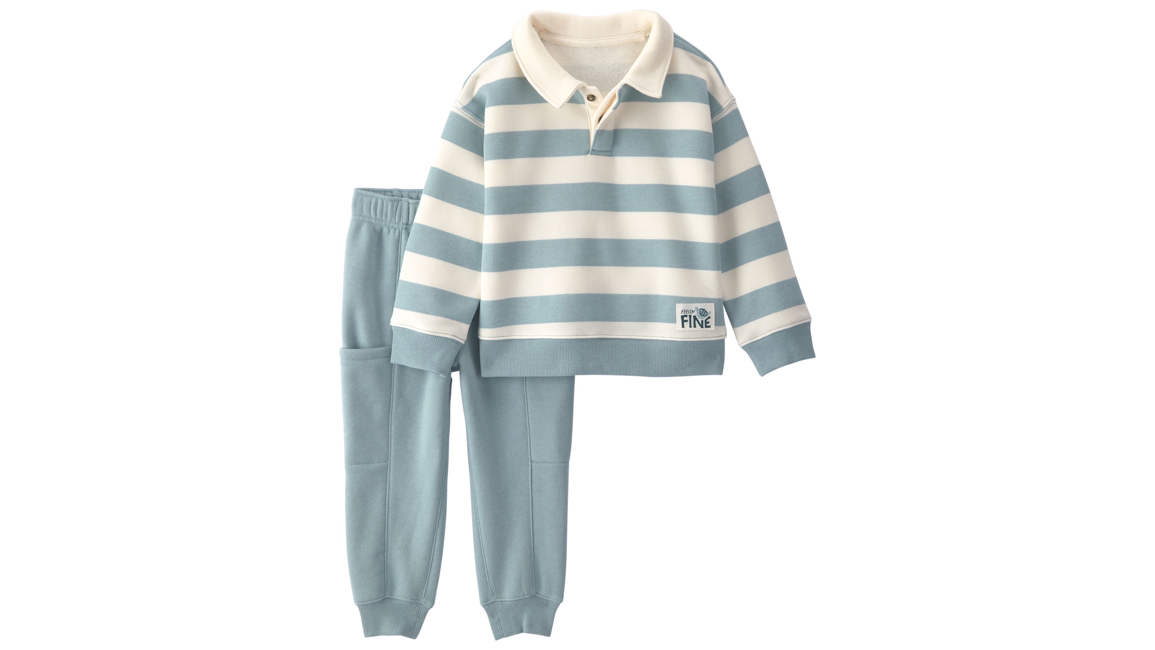 Carters Baby Toddler Boys Striped Fleece Polo Sweatshirt Jogger Pantss 2 Piece Set