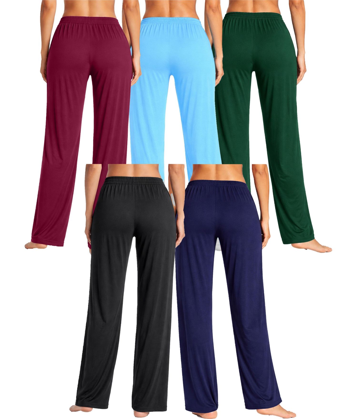 Женские брюки Blue Ice Loose Fit Classic Lounge Pants-5 Pack, цвет: Bg-Lb-Ht-Bk-Nv — фото 4