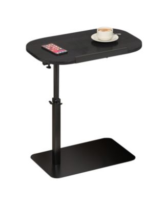 Adjustable C-Shaped End Table - 360degree(s) Rotatable Sofa Armrest Tray, Heavy Metal Base Snack Table for Sofa, Bed or Study